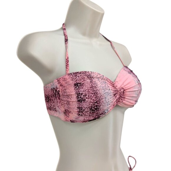 Despi 2 Piece Bikini Swimsuit Womens Pink Snake Bandeau Convertible Top Sz S/M - Picture 6 of 10